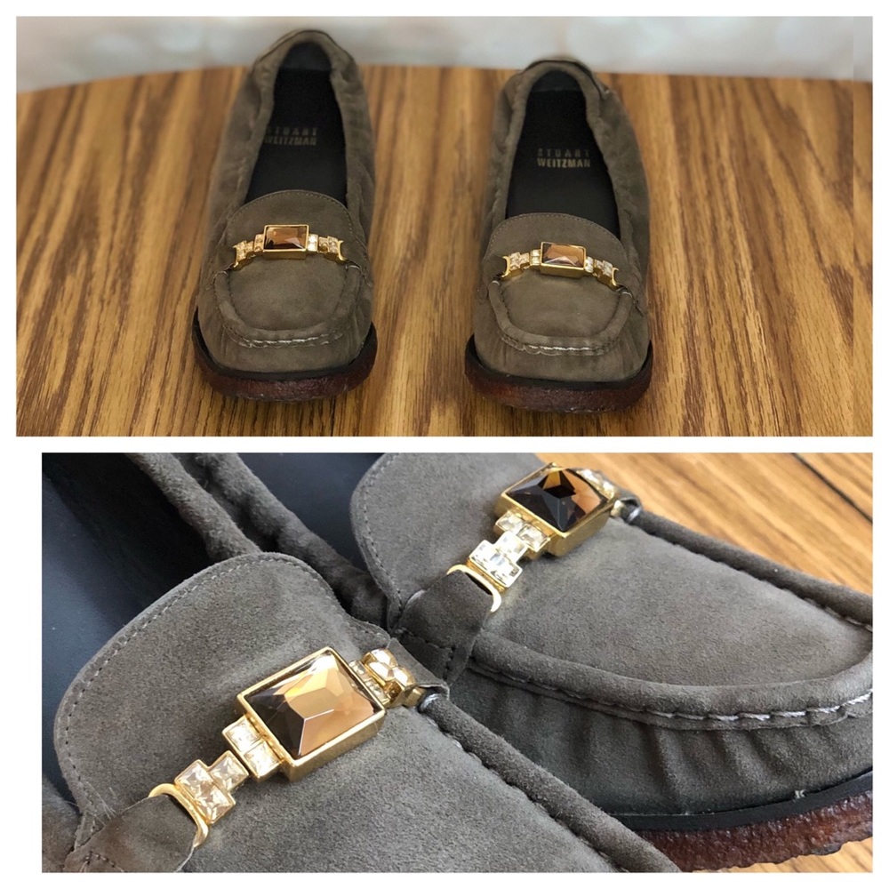 NEW Stuart Weitzman Suede Loafers, Embellished